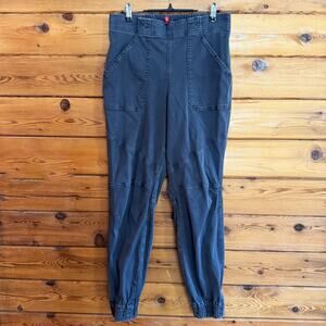 Spanx Stretch Twill Cargo Jogger Pants Large Washed Black